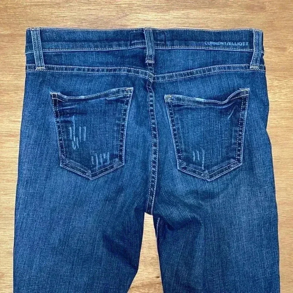 Current/Elliott The High Waist Ankle Skinny Indigo Dusk Destroy women's size 26 - Picture 10 of 10
